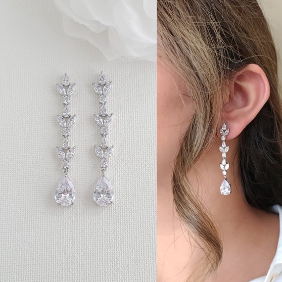 Antique Edwardian 2.00 Carat Diamond Dangle Wedding Day Earrings - Ruby Lane