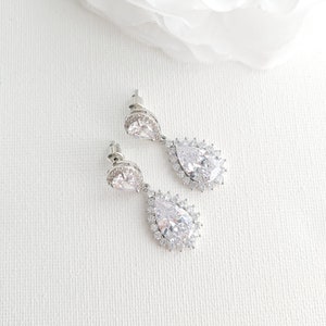 Rose Gold Wedding Necklace, Crystal Bridal Necklace, CZ Tear Drop Necklace, Rose Gold Bridal Jewelry, Raya image 5