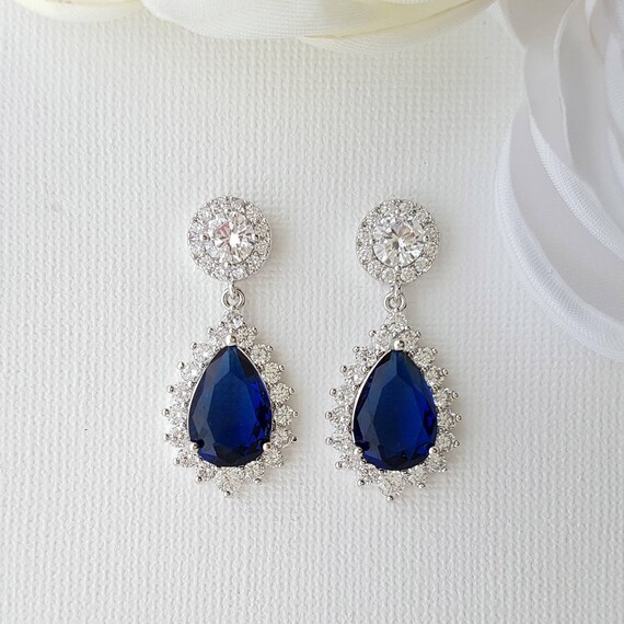 Something Blue Bridal Earrings Sapphire 