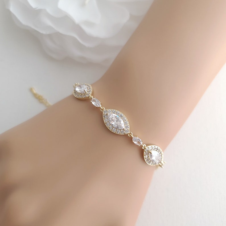 Crystal Bridal Bracelet Silver Marquise Wedding Bracelet for Etsy