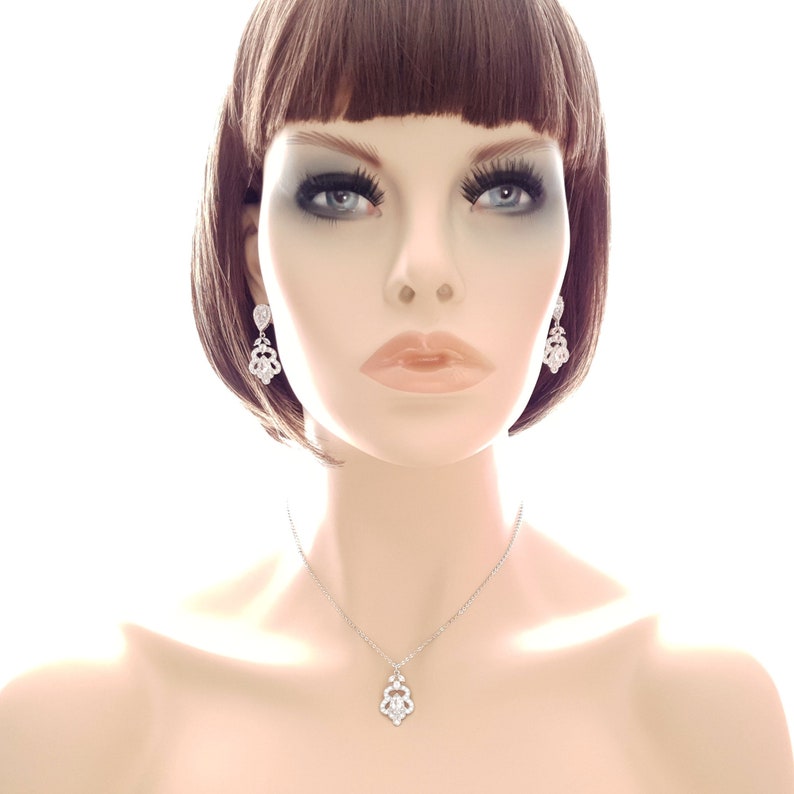Norma Set Bridesmaid Jewelry Set Bridal Earring and Necklace Set Rose Gold Wedding Jewelry Set Crystal Jewelry Gold Drop Necklace Set