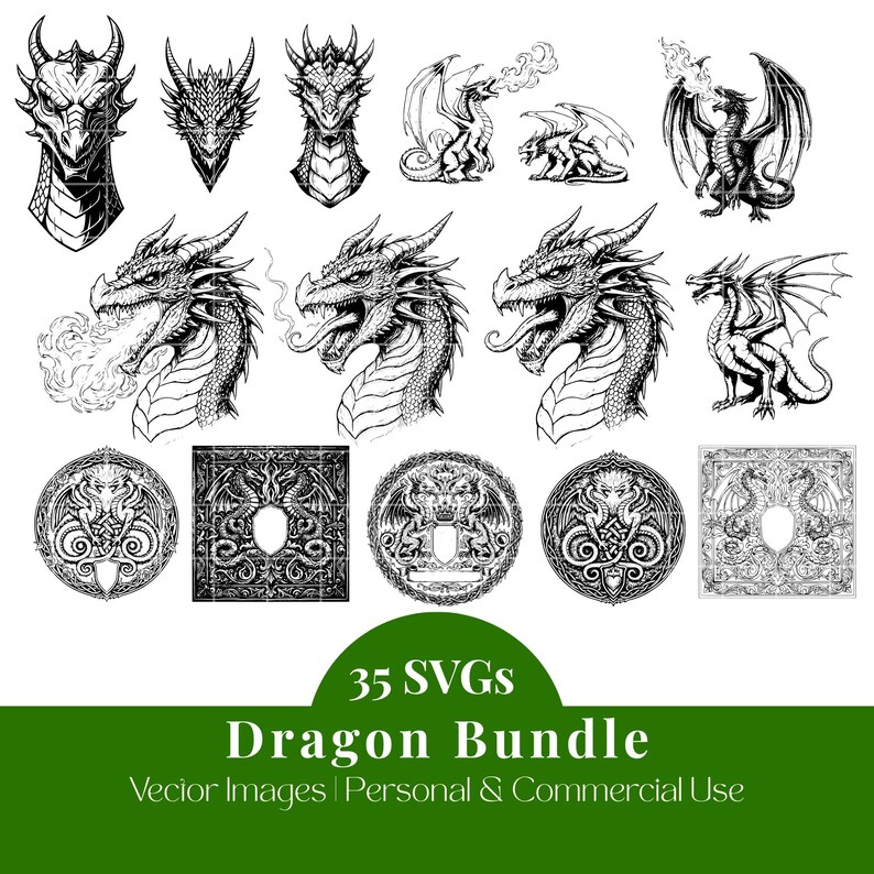 Dragon SVG Bundle | Dark Fantasy Designs | Cricut Cut Files | Instant ...