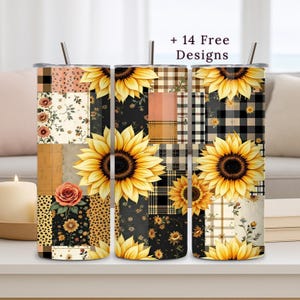 Cottagecore Sunflower Tumbler Wrap, 20oz PNG, Sublimation Design, Digital Download