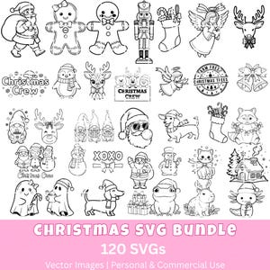 Moderne kerst SVG-bundel, kerst vectorafbeeldingen voor Cricut, instant digitale download