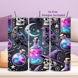 Envoltorio para vaso de 20 oz con diseño de poción galáctica de bruja (descarga digital PNG)