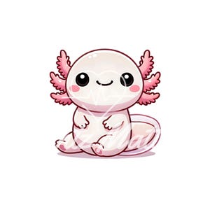 Axolotl Cute PNG Transparent Background PNG for Clipart and Small Craft Projects Instant Digital Download Kawaii Salamander Clip Art