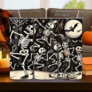 Dancing Skeleton Tumbler Wrap, 20oz PNG, Halloween Sublimation Design, Digital Download