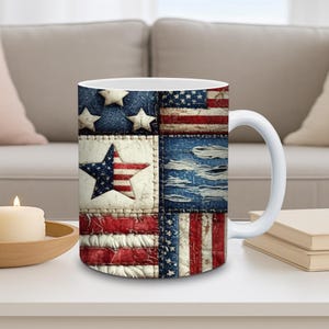 USA Mug Wrap, 11oz and 15oz, Coffee Cup, Sublimation Design, American Flag PNG, Download