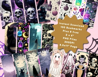 Paquete de marcadores góticos PNG, marcadores de Halloween, diseño gótico, descarga digital imprimible