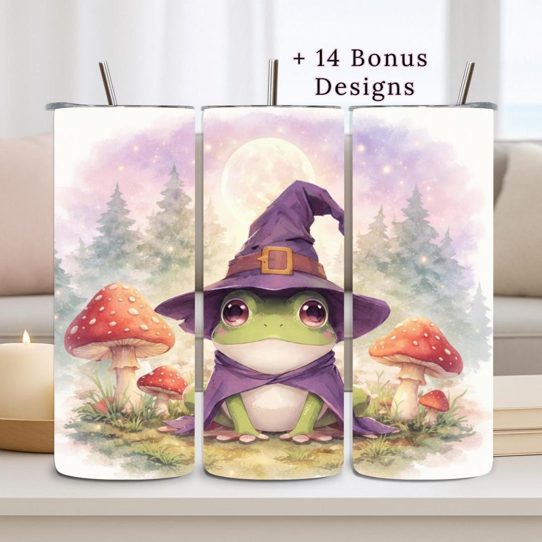 Frog Tumbler Wrap, 20oz PNG, Fantasy, Mushroom Forest, Sublimation ...