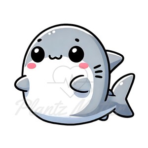 Shark PNG Cute Shark Clipart Ocean Animals Clip Art Great White Shark Under The Sea Theme Cartoon Marine Animals Shark Lover Gift