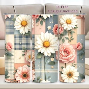 Cottagecore Tumbler Wrap, 20oz PNG, Flower, Floral Sublimation Design, Digital Download