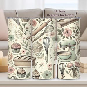 Cottagecore Baking Tumbler Wrap, 20oz PNG, Sublimation Design, Digital Download