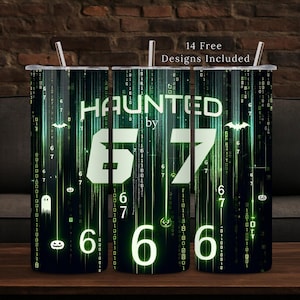 Six Seven PNG, 6 7 papier peint pour gobelet Halloween PNG, sublimation 20 oz