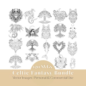 Celtic SVG Bundle, Mystical Fantasy Pagan Goddess Design, Cricut Cut Files, Digital Download