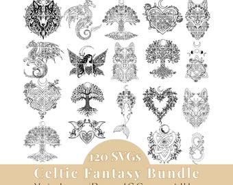 Celtic SVG Bundle, Mystical Fantasy Pagan Goddess Design, Cricut Cut Files, Digital Download