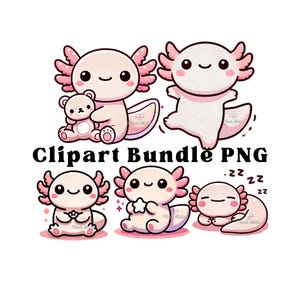 5x Cute Axolotl PNG Cute Axolotl Clipart Kawaii Clipart Bundle Axolotl Sublimation Party PNG Birthday PNG Salamander Clip Art Japanese Style
