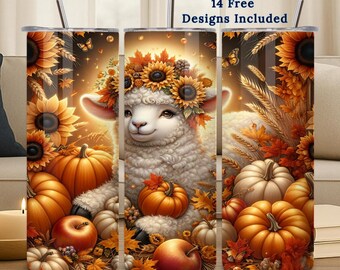 Lammtumblerwrap, 20oz PNG, kristen sublimeringsdesign, digital nedladdning