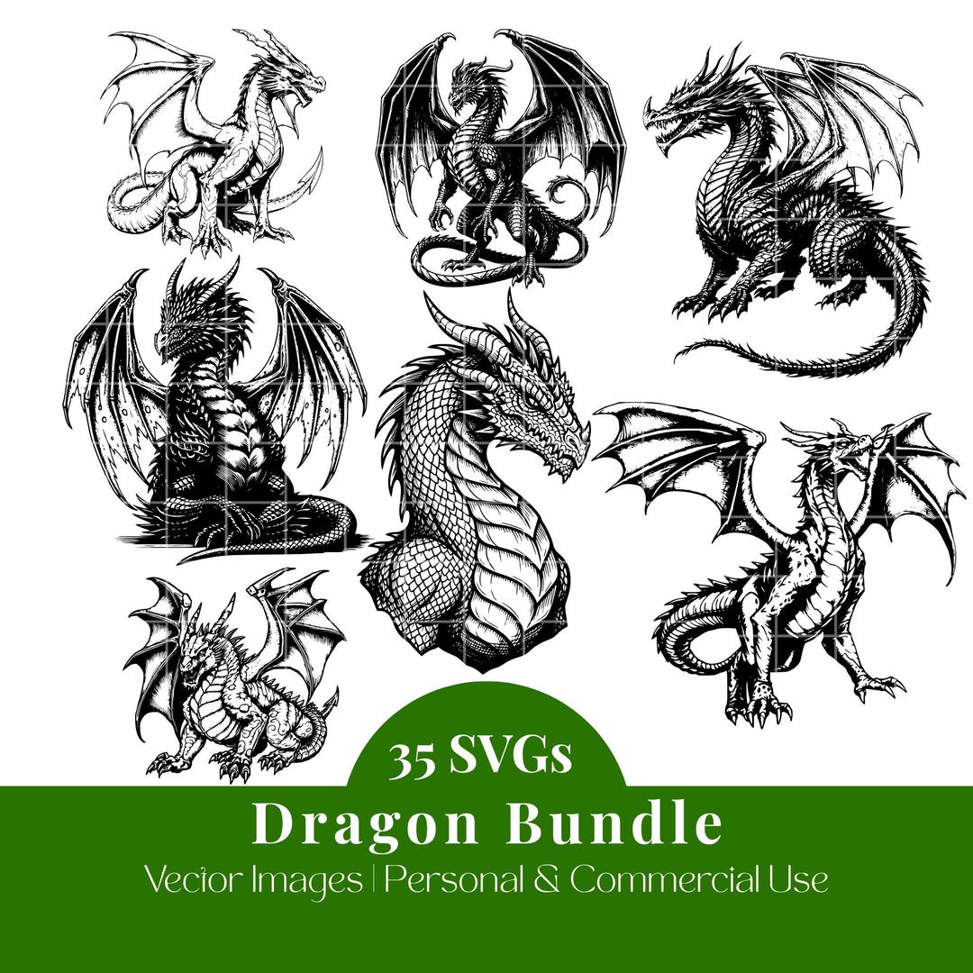 Dragon SVG Bundle | Dark Fantasy Designs | Cricut Cut Files | Instant ...