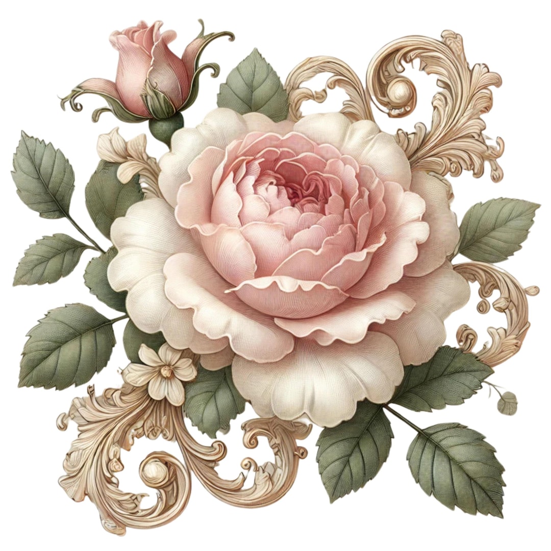 Rococo Revival Flower Bouquet Illustration Transparent Background PNG ...
