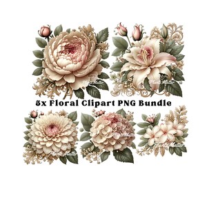 5 x Vários Clipart Floral Clipart Flor Clipart Dália Clipart Peônia Rosa Clipart Buquê de Flores Clipart Buquê Floral Buquê de Peônias de Casamento