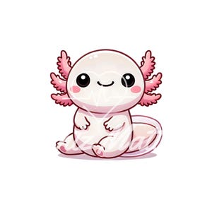 Axolotl Cute PNG Transparent Background PNG for Clipart and Small Craft Projects Instant Digital Download Kawaii Salamander Clip Art