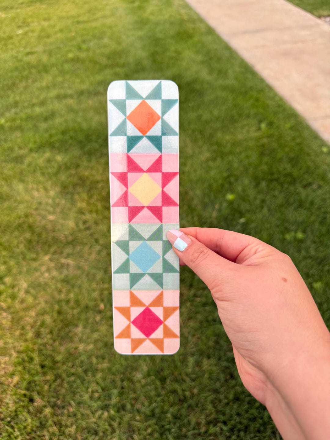 Square Roots Bookmark Quilt Square Bookmark-laminated Bookmark-quilt Bookmark-hand Drawn ...