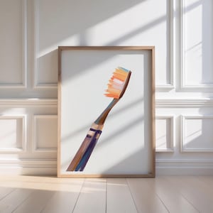 Dental Wall Art, Toothbrush Poster, Dentistry Print, Brush Your Teeth Art, Pediatric Dentist Bright and Colorful Poster, Quirky Bathroom Art