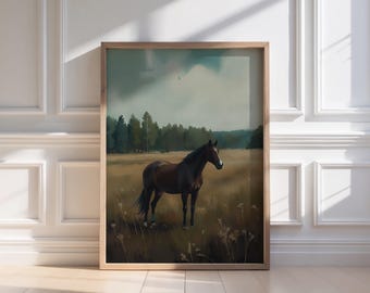 Moody Brown Horse Print: Vintage Equine Wall Art (Digital Download)