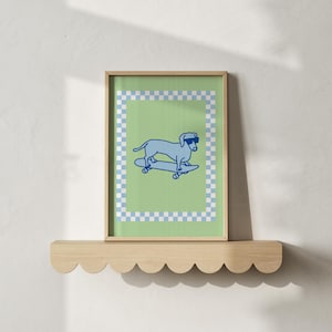 Skateboarding Dog Wall Art: Retro Boy Room Poster (Digital Download)