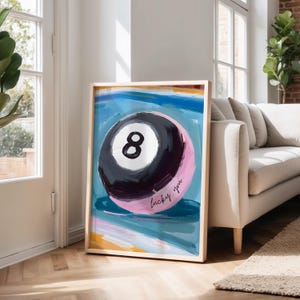 Lucky 8 Ball Art Print: Retro Billiards Poster (Digital Download)