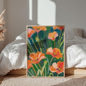 Bohemian Poppy Field Art Print: Colorful Wildflowers (Digital Download)