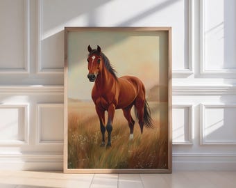 Moody Brown Horse Print: Vintage Equine Art, Farmhouse Decor (Digital Download)