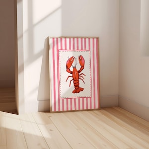 Red Lobster Watercolor Print: Coastal Kitchen Art (Digital Download)