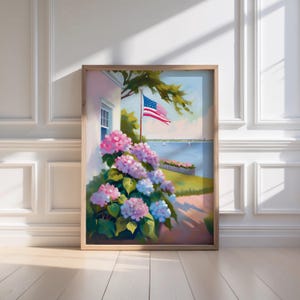 Hortensia print, East Coast Print, Boston Wall Art, Nantucket Art Prints, Nancy Meyers Prints, patriottische kunst, New England, Hortensia Art