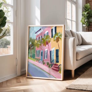 Charleston Wall Art, Charleston Prints, Rainbow Row Street, Low Country Art, Charleston SC Art, Apartment Decor, Digital Download