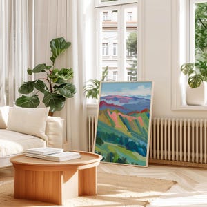 Great Smoky Mountain Digital Wall Art, Blue Ridge Mountains, Above Couch Art, Panoramic Wall Art, Fall Landscape Print, Tennessee Gift