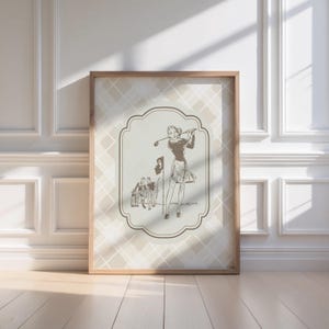 Vintage Golf Woman Swing Poster: Playful Retro Wall Art (Digital Download)