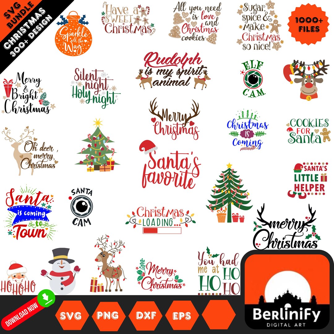 300+ Christmas SVG PNG BUNDLE | Commercial Use Files for Cricut ...