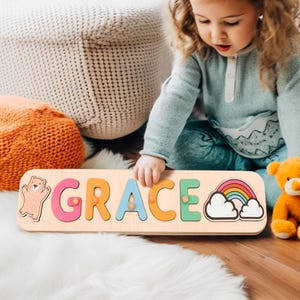 Rompecabezas personalizado con nombre de bebé, tablero de actividades personalizado para niños, decoración para habitación de bebé, regalo de cumpleaños único para niños, regalo para recién nacidos, regalo para primer cumpleaños