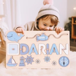 Rompecabezas personalizado con nombre de bebé, tablero de actividades personalizado para niños, rompecabezas de aprendizaje temprano, decoración para habitación de bebé, regalo de cumpleaños para niños, regalo para baby shower