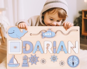 Personalized Baby Name Puzzle, Custom Kids Busy Board, Early Learning Puzzle, Birthday Gift for Kids, Baby Shower Gift, 1st Christmas Gift