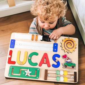 Rompecabezas personalizado con nombre de bebé, tablero de actividades personalizado para niños, rompecabezas de aprendizaje temprano, regalo de primer cumpleaños, regalo de baby shower, regalo de Navidad para niños