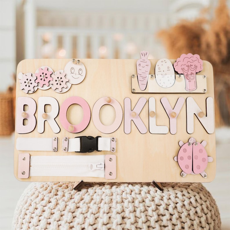 Personalized Baby Name Puzzle, Custom Kids Busy Board, Early Learning Puzzle, Baby Room Decor, Birthday Gift for Kids, Baby Shower Gift
Wide Theme Selection: From animals and vehicles to nature and space – explore our full range to suit every interest and age. Perfect for learning through play.
Gift-Ready Options:Ideal for birthdays, holidays, and special occasions. Add gift wrapping. It can also be used as a nursery decoration and is the perfect gift for any occasion!