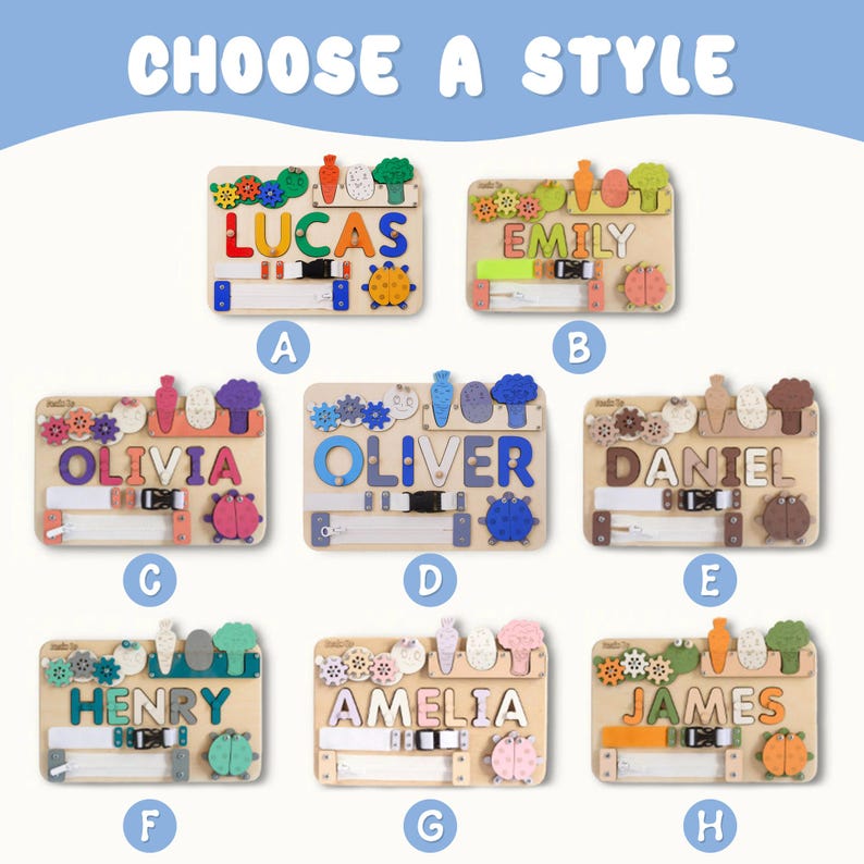Personalized Baby Name Puzzle, Custom Kids Busy Board, Early Learning Puzzle, Baby Room Decor, Birthday Gift for Kids, Baby Shower Gift
Wide Theme Selection: From animals and vehicles to nature and space – explore our full range to suit every interest and age. Perfect for learning through play.
Gift-Ready Options:Ideal for birthdays, holidays, and special occasions. Add gift wrapping. It can also be used as a nursery decoration and is the perfect gift for any occasion!