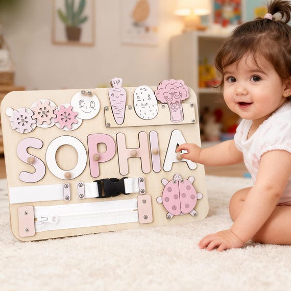 Personalized Name Puzzle, Kids Busy Board, Early Learning Puzzle, Baby Room Decor, 1st Birthday Gift for Kids, Baby Girl 1st Christmas Gift