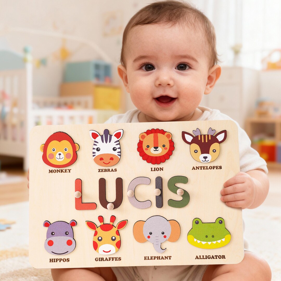 Custom Baby Name Puzzle, Personalized Wood Puzzle for Toddler, Kids ...