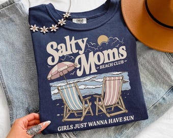 Salty Moms Beach Club PNG, Vintage Beach Sublimation Design, Instant Download