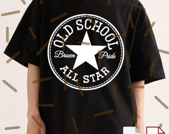 PNG Svg chicano de la vieja escuela para circuito, archivo digital de ropa de hip hop mexicana, clipart retro All Star, gráfico imprimible de ropa urbana mexicana