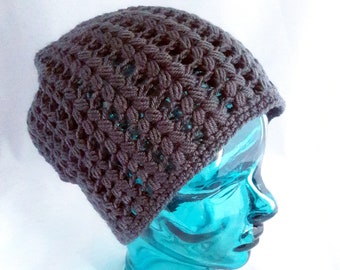 Dark Gray Slouch Hat, Grey Slouch Hat, Puff Stitch detail slouch hat  - adult sized, ready to ship